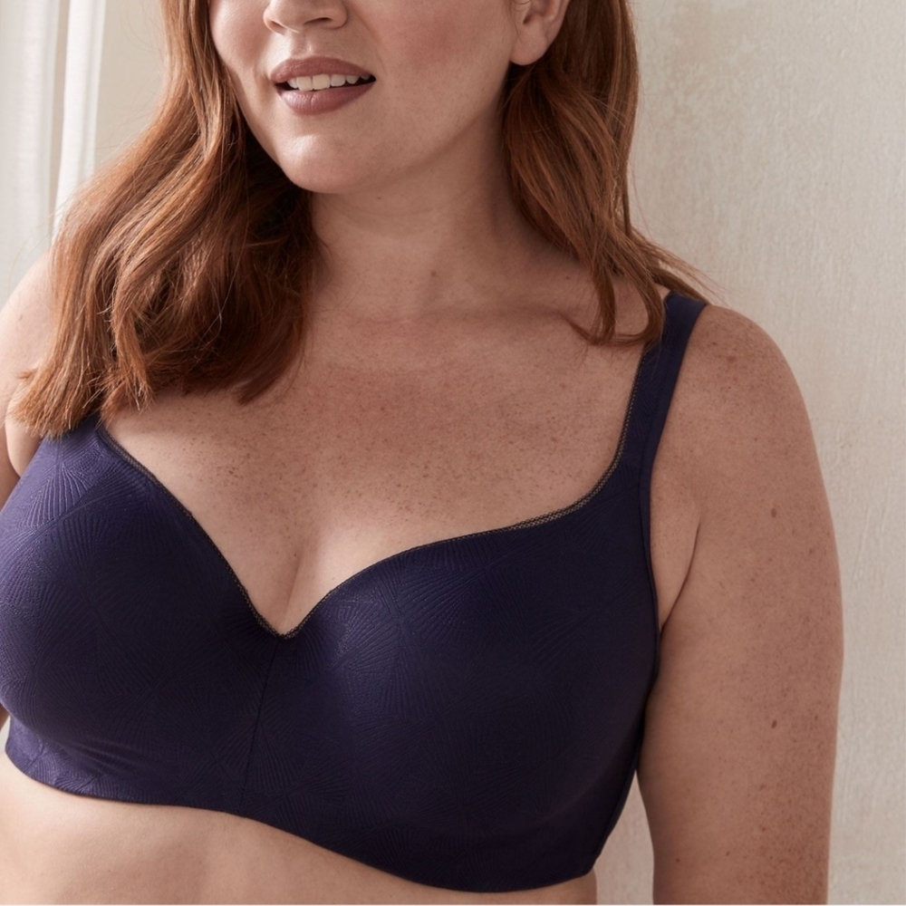 Deesse New Lightly Lined Contour T-Shirt Bra Underwire Lace Navy Blue 48c new